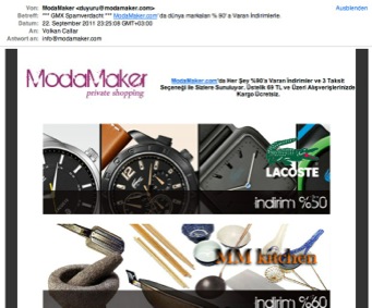 Eposta bülten spam örnek