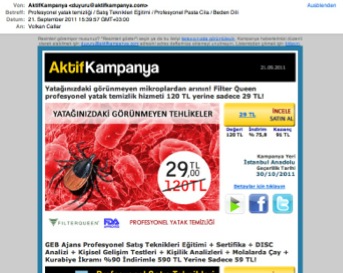 Eposta bülten spam örnek