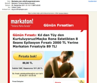 Eposta bülten spam örnek